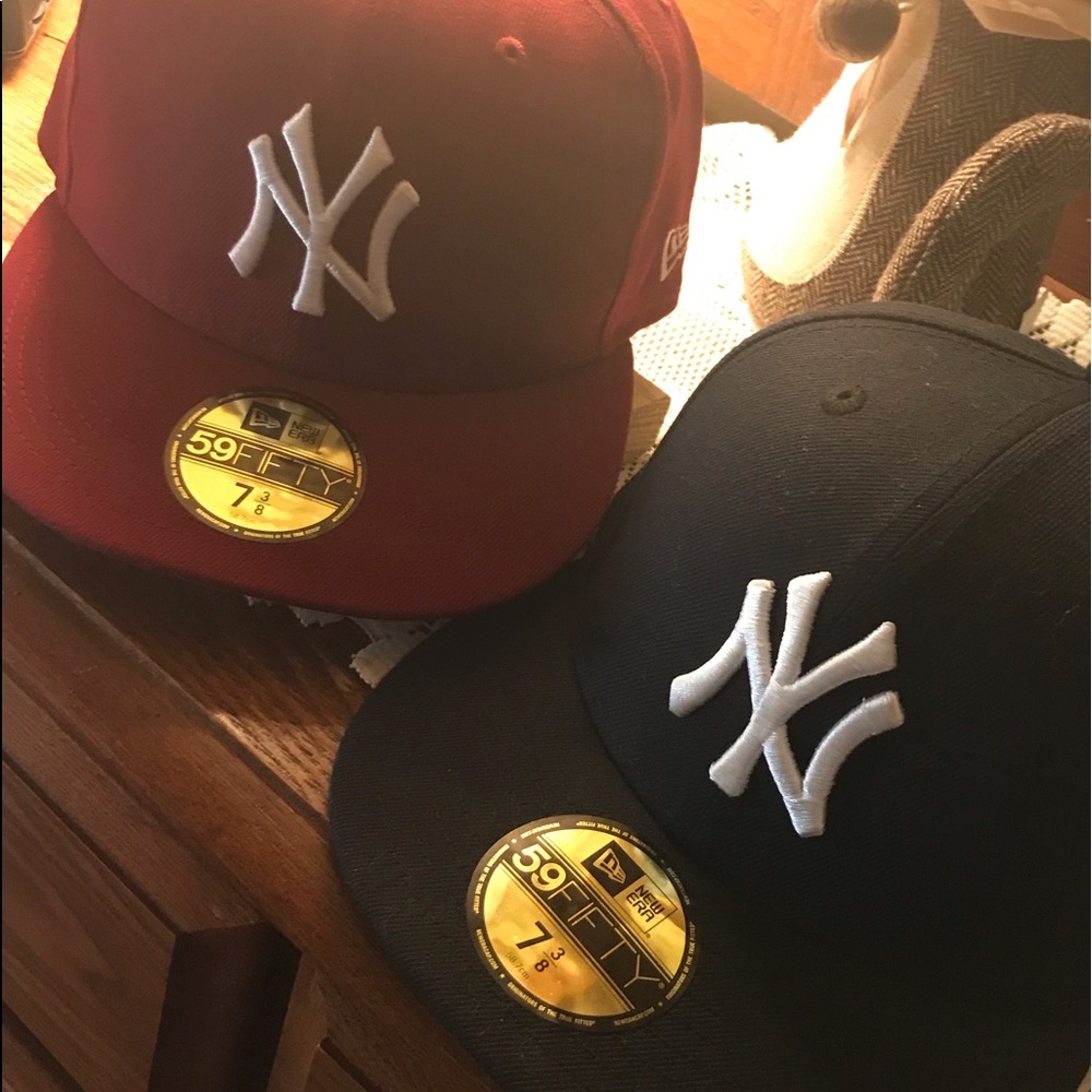 New York Yankees new era fitted hats size 7 3/8
